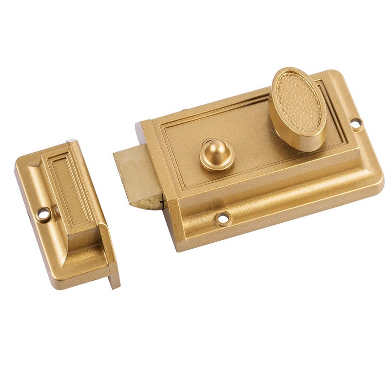 SUMBIN Night Latch Lock Zinc Cylinder with Latch Bolt Gold Finish - Image 2